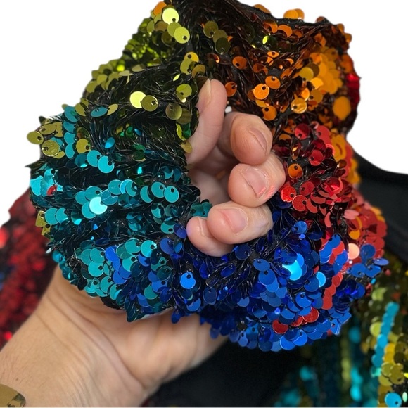 Weissman Rainbow Festival Party Disco Event Dance Sequin LGTBQ Costume Jumpsuit - Picture 7 of 12